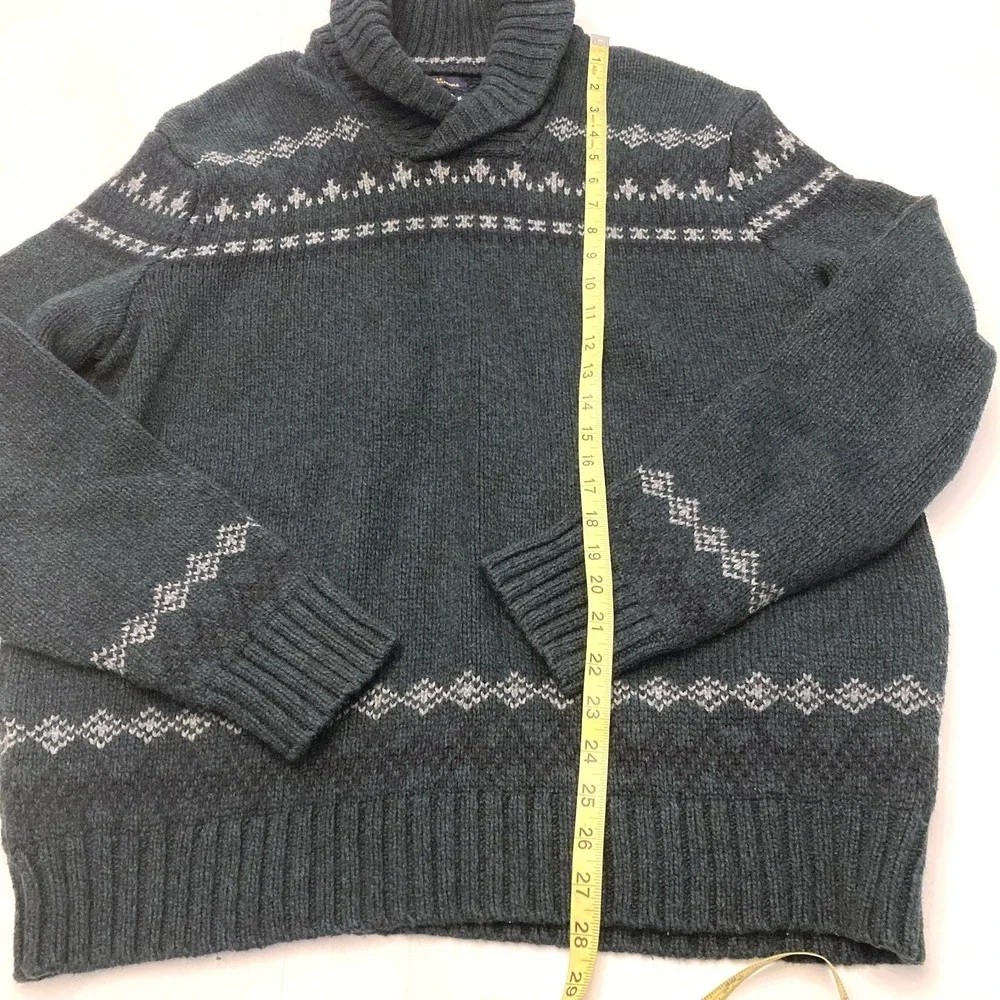 American Eagle Outfitters Pullover Shawlneck Sweater Men XXL Green Nordic Cotton